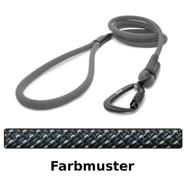 klassische Hundeleine TWIST - L - 115cm - schwarz mit silber Punkten